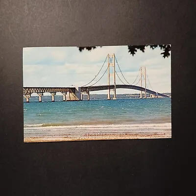 Mackinac Bridge Mackinaw City Michigan Vintage Postcard • $4.49