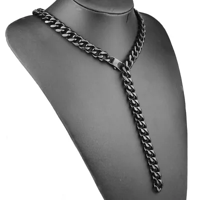 Hip Hop Black Rapper Necklace Stainless Steel Xxxtentacion Chain Mens Cuban Link • $19.99