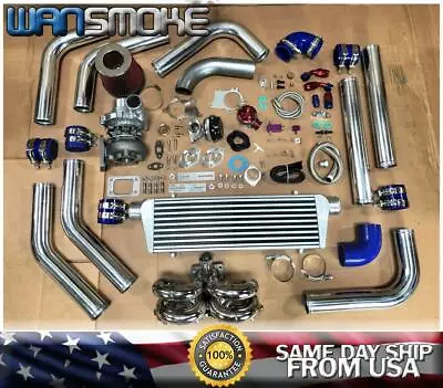 Ram Horn D-Series D15 D16 Civic CRX T3T4 .63 Turbo Kit Manifold Intercooler BLUE • $758.99