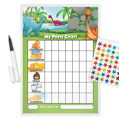 Potty Reward Chart Magnetic Available & Free Pen & Star Stickers - Dinp • £2