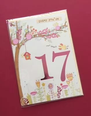 Female Happy 17th Birthday Card 17 Today Cute Bird & Tree Bird House Theme C26 • £1.95