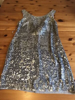 £7.50 • Buy Diamond Julien Macdonald Size 10 Silver Sequin Mini Dress Cowl Back Lined 