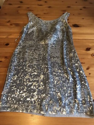 £7.50 • Buy Diamond Julien Macdonald Size 10 Silver Sequin Mini Dress Cowl Back Lined 