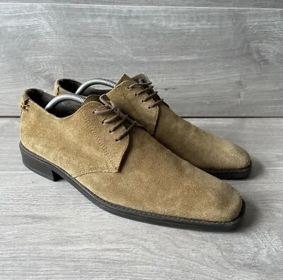 Clarks Mens UK Size 8.5 Tan Smart Shoes Suede Formal Lace Up Formal • £19.95