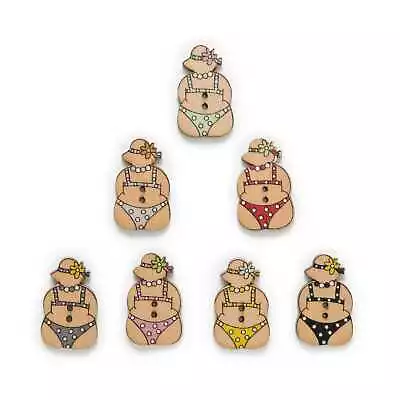 30pcs Bikini Wood Buttons For Sewing Scrapbooking Clothing Headwear Decor 30mm • $3.79