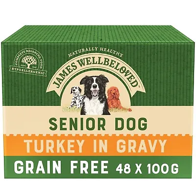 48 X 100g James Wellbeloved Grain Free Senior Dog Food Pouches Turkey In Gravy • £34.99