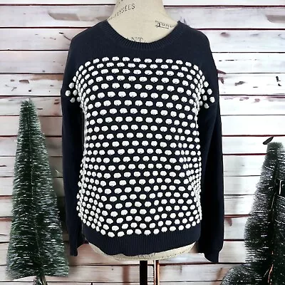 Wallace Madewell Navy Blue White Dot Preppy Sweater- Medium • $15