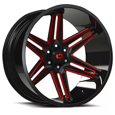 22  Vision 363 Razor Black Milled Spoke Red Tint Wheel 22x10 5x5.5 Rim -19mm • $380