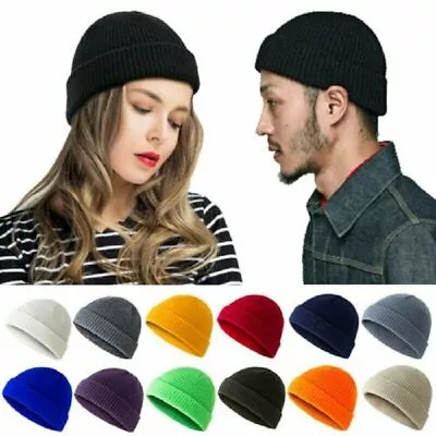 US Men Women Plain Winter Warm Hats Cuff Beanie Knit Hat Cap Slouchy Skull Ski • $5.05