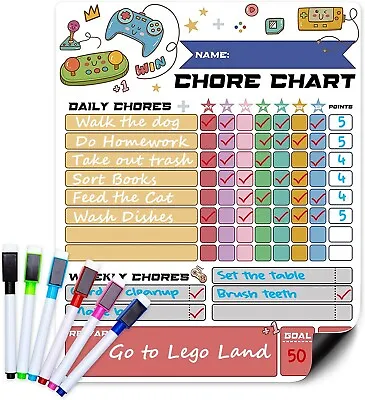Video Game Theme Chore Chart Magnetic Reward Chart For Kids • $13.99