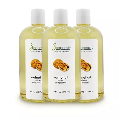 Walnut Oil Carrier Natural Cold Pressed 100% Pure Refined 48 Oz (3 X 16 Oz) • $24.15