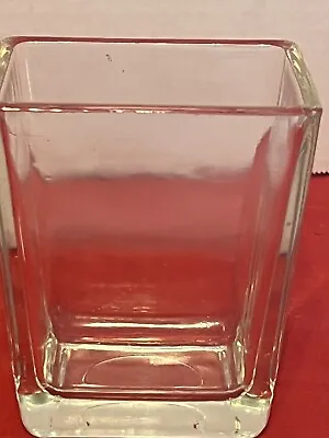 £7.91 • Buy Vintage Clear Square Glass Vase Cube 4 Inch Centerpiece  Candle Holder