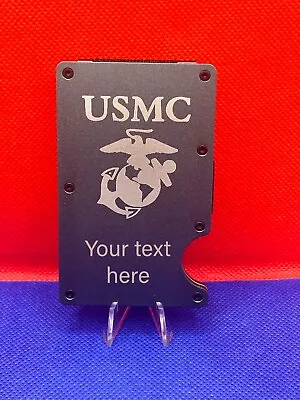 USMC  EGA Custom Laser Engraved RFID Blocking Money Clip Credit Card Holder • $29.99