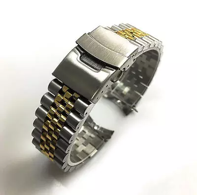 Two Tone Metal Steel Jubilee Bracelet Curved End Replacement Watch Band #7005 • $24.95