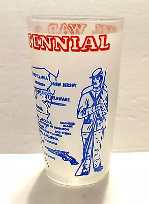 Vintage Hazel Atlas Frosted Glass Tumbler Civil War Centennial Map Soldier • $9