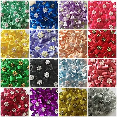£2.49 • Buy Quality Satin Ribbon Poinsettia Flowers 4cm Card Making Sewing Craft 17 Colours