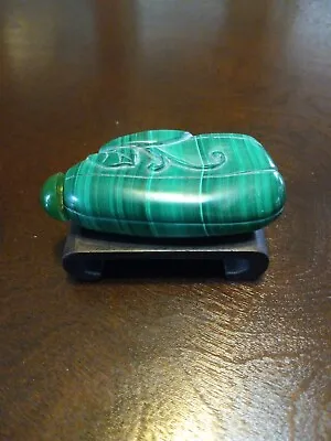 Vintage CHINESE Carved Green MALACHITE With Plant SNUFF Bottle • $125