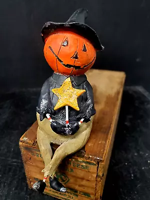 Halloween Jack O Lantern Pumpkin Man Midwest Cannon Falls Shelf Sitter Folk Art • $13.04