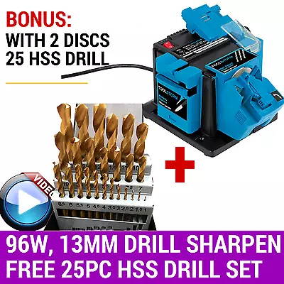 96W Electric Tool Sharpener Drill Bit 13MM Knife Scissors Chisel +25PC Drill Set • $99.99