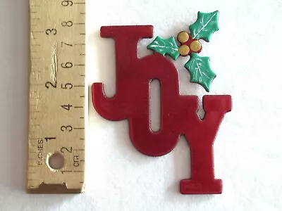 Refrigerator Fridge Magnet Desk Display Metal Christmas Joy Holly Berries 3.5  • $9.93