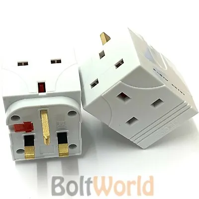 3 Way Mains Socket Adaptor Multi Plug Fused Adapter Uk Three Way 240v 13a P&p • £26.41