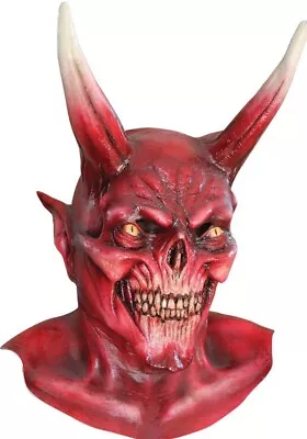 Evil Demon Devil Mask Halloween Horror Fancy Dress Costume Accessory Long Horn • $29.99