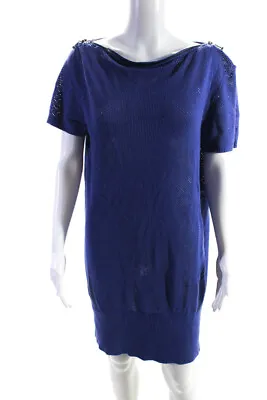 Alexander McQueen For Target Womens Short Sleeve Open Knit Dress Blue Size Large • $40.81