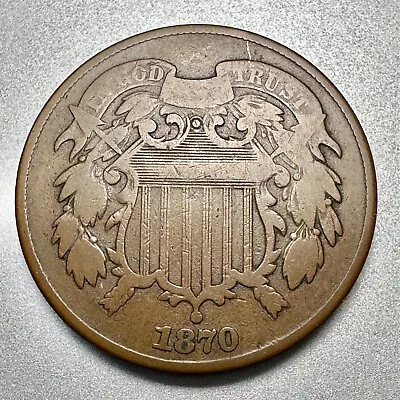 1870  2 Cent Piece   Nice Detail   Better Date  #5533 • $39