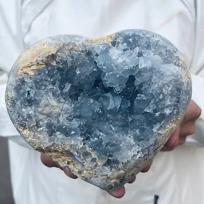 5.6lb Large Natural Blue Celestite Crystal Geode Quartz Cluster Mineral Specimen • $51