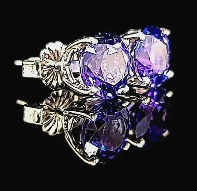 SEE VIDEO NEW Platinum Scroll Styled VERY FINE AAA Quality Tanzanite Earrings • $2100