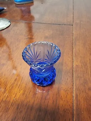 Vintage Glass Thistle Vase Cobalt Blue Pressed Depression Era • $28