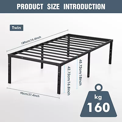 Heavy Duty 18  4 Size Metal Bed Frame Sturdy Steel Platform Slat Support • $39.99