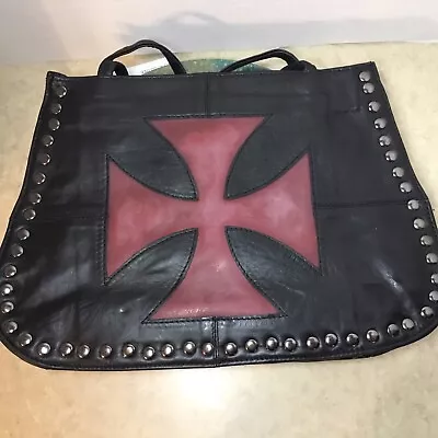 Michael Michelle Women's Black Red Soft Leather Purse Pocketbook Handbag Studs • $35.95