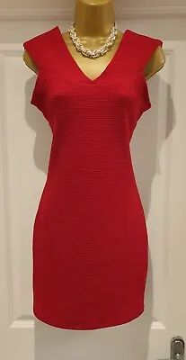 Mango Red Ribbed Bodycon Dress Size M Or 12 • $12.62