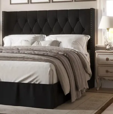 $379 • Buy Gorgeous NEW KING Size Bed Frame With Tufted Headboard (Black)
