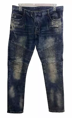 Bie Pa Paris Men’s Motorcycle Jeans Size 38-34 Ribbed Distressed • $19.95