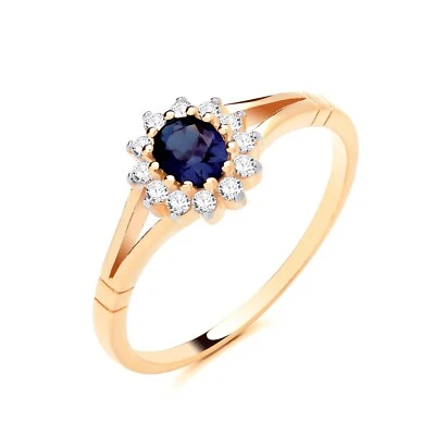 9ct Yellow Gold Simulated Sapphire & CZ Eternity Band Ring – Sizes J To S