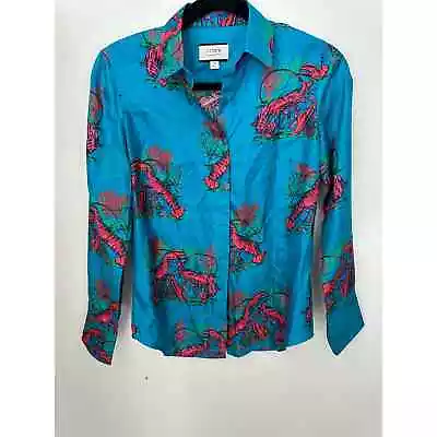 J. Crew Collection Silk Twill Shirt In Lobster Print • $35