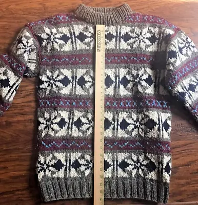 Vintage Handmade Chunky Knit 100% Wool Sweater Made In Ecuador Ski - Size XL? • $38.78