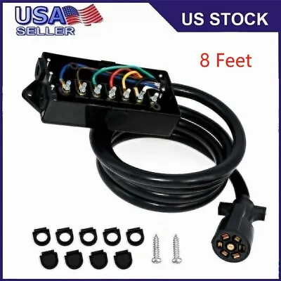 8Feet 7 Way Trailer Plug Weatherproof Trailer Wiring Harness • $29.99