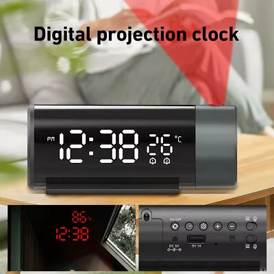 LED Digital Smart Alarm Clock Projection Time Temperature Projector LCD Display • $33.99