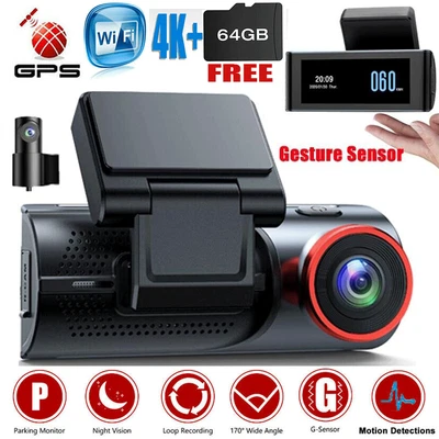 $168.99 • Buy Toguard 4K WiFi GPS Dual Dash Cam Front Rear 1080P IPS Touch Screen DVR Camera