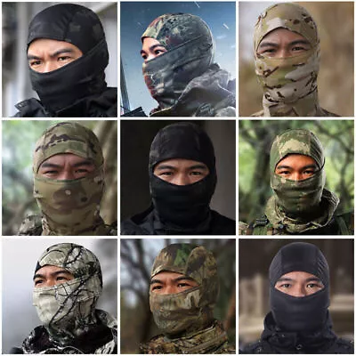 Camo Balaclava Tactical Military Full Face Mask Hood Helmet Lined Beanie Hat Cap • $5.99