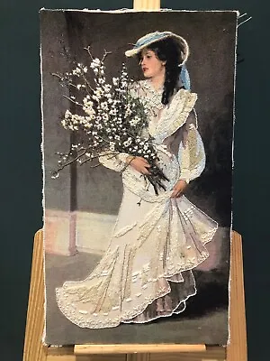 Vintage Finished  Edwardian Bride   Embroidered Panel. • £9.99