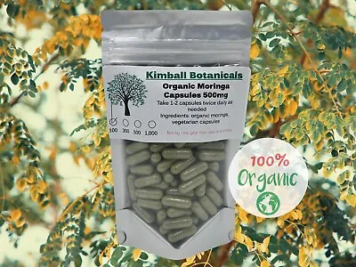 Organic Moringa Oleifera Leaf Vegetarian Capsules 500 Mg No Fillers • $10