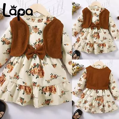 Newborn Baby Girl Floral Tutu Dresses Vest Coat Romper Clothes Party Outfits Set • £2.39