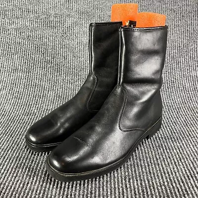 Vintage 80's Hush Puppies Leather Boots Men's 11.5M Black Shearling Lined Zip • $49.97