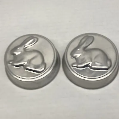 2 Bunny Rabbit 3” Tin Aluminum Baking Molds Cake Pastry Jello Easter Spring • $14.07