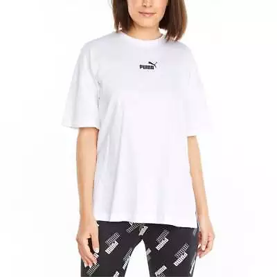 Puma Power Elongated Crew Neck Short Sleeve T-Shirt Womens White Casual Tops 846 • $9.99