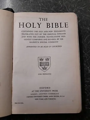 Antique Vintage Leather Bound Holy Bible Oxford University Press  • £19